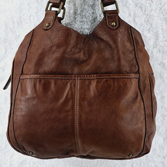 BANANA REPUBLIC British Tan Distressed Pebble Leather Shoulder Bag - Picture 1 of 15